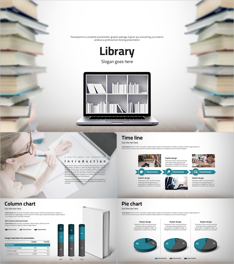 전자도서관 전자책 와이드 PPT 디자인 – 교육에 최적화된 실용적 구성