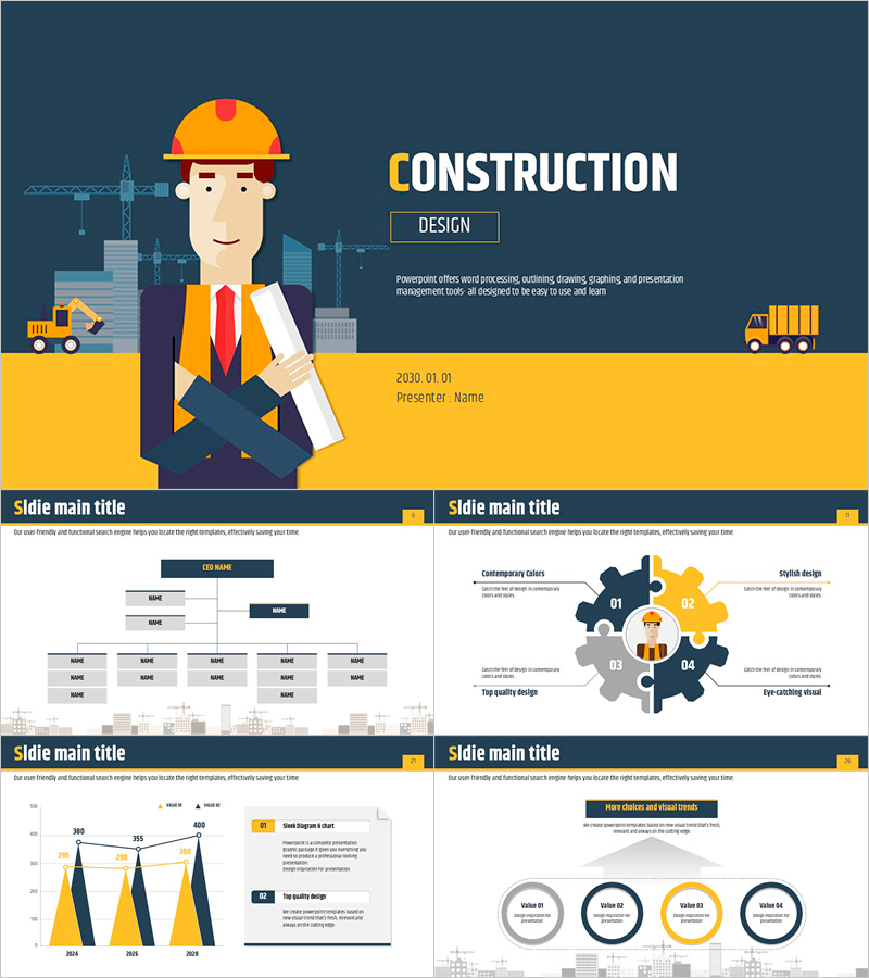 Construction Illustration Wide Template – Eye-catching Design