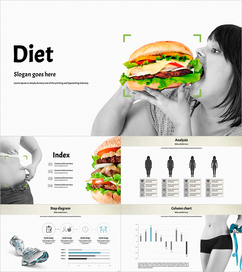 비만 피피티 와이드 템플릿 – 건강한 라이프스타일을 위한 디자인