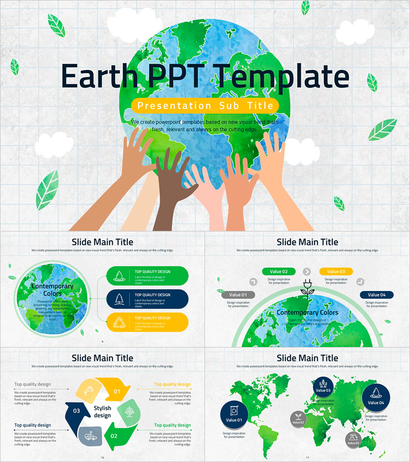 지구 피피티 와이드 템플릿 – 자연을 반영한 시각적 디자인