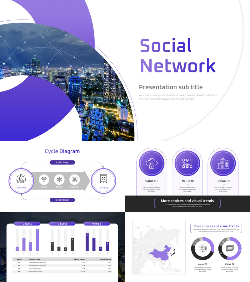 소셜 네트워크 프레젠테이션 템플릿 – 현대적이고 세련된 디자인