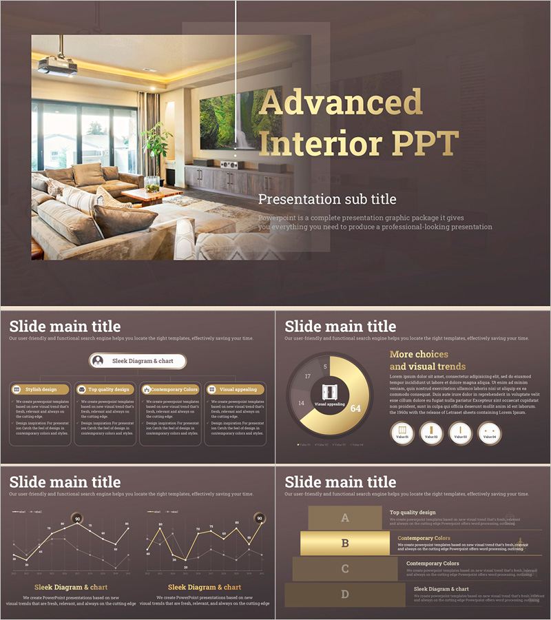 고급 인테리어 프레젠테이션 템플릿 – 세련된 디자인으로 시각적 효과 극대화