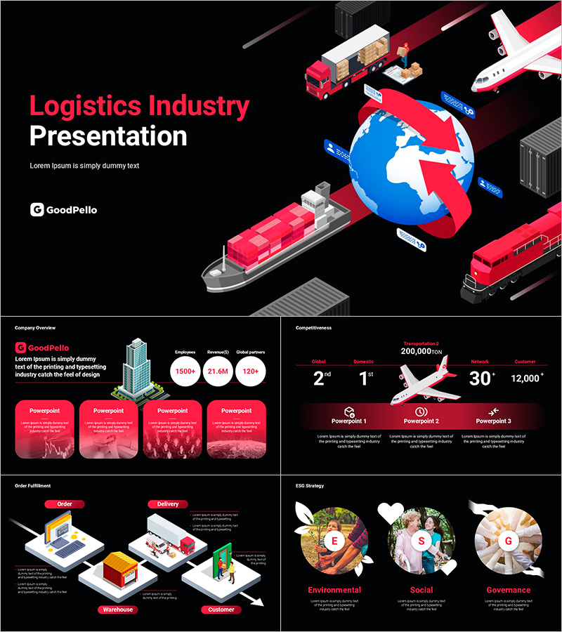 물류 산업 PPT 템플릿 – 효율적이고 직관적인 디자인