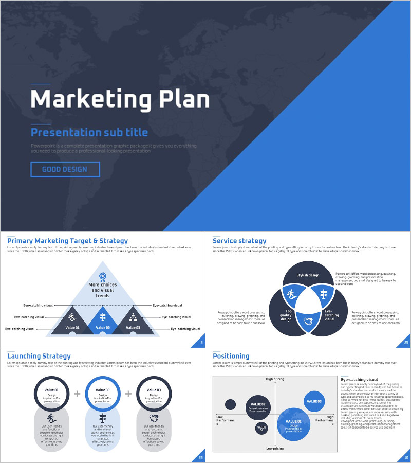 Blue Template Strategy – Engaging Marketing Plan PPT Template