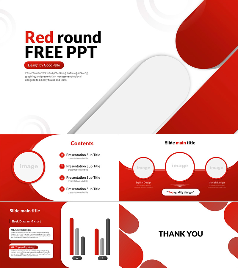 Stylish Free Red Round Template