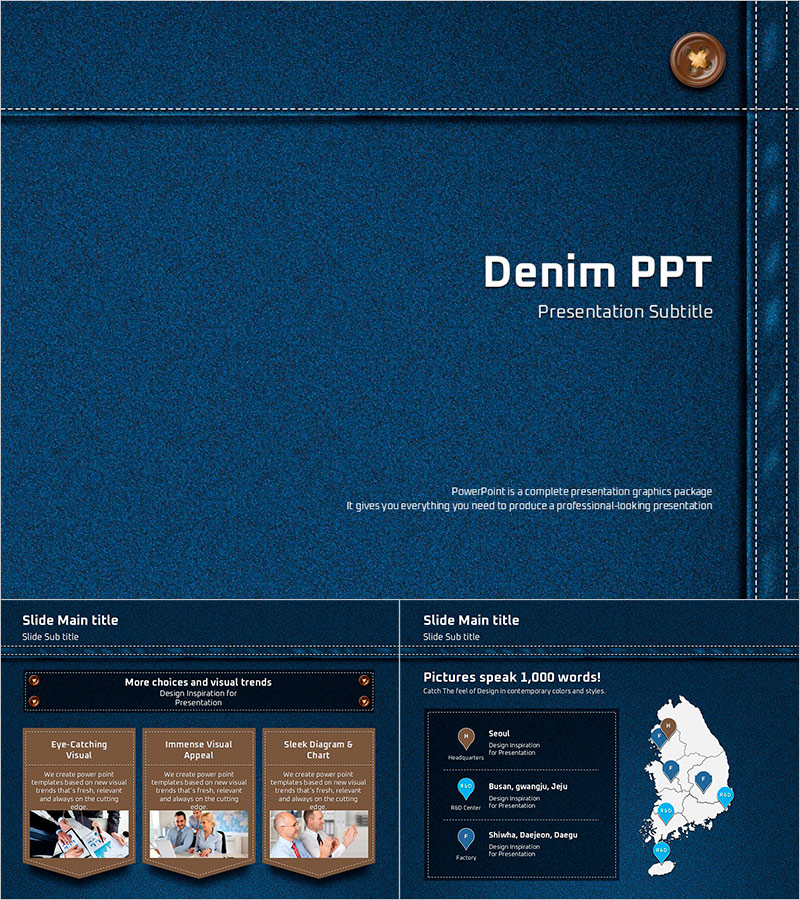 청바지 배경 애니메이션 PPT 템플릿 – 동적인 시각 효과로 기억에 남는 발표