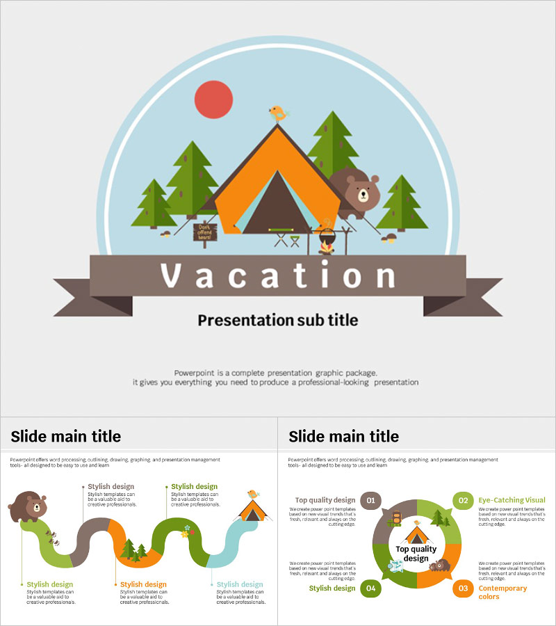 Vacation Animated PowerPoint Template – Captivating Camping Illustrations for Fun Presentations