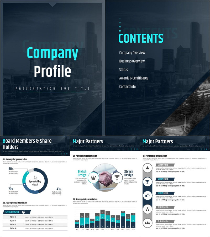 세로형 회사 소개서 PPT 템플릿 – 프로페셔널하고 깔끔한 디자인