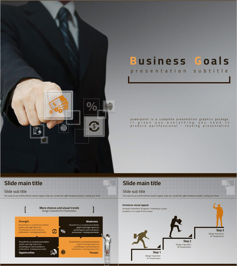 비즈니스 목표 애니메이션 PPT 템플릿 – 동적 디자인으로 목표를 시각화