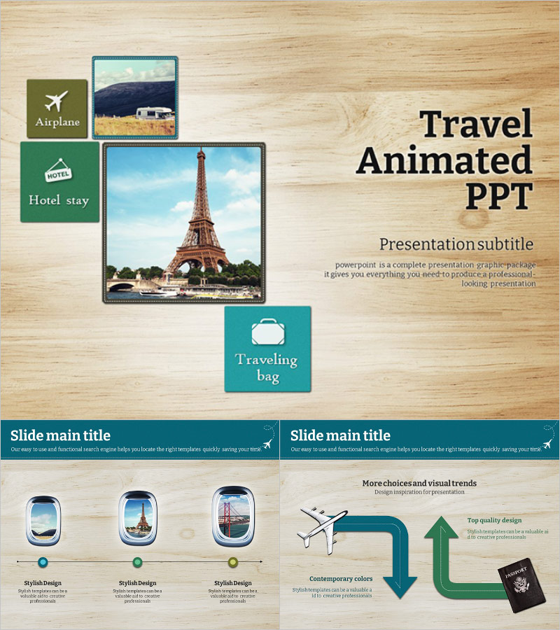 유럽 여행 에펠탑 프레임 애니메이션 피피티 템플릿 – 매력적인 여행 이야기를 담다