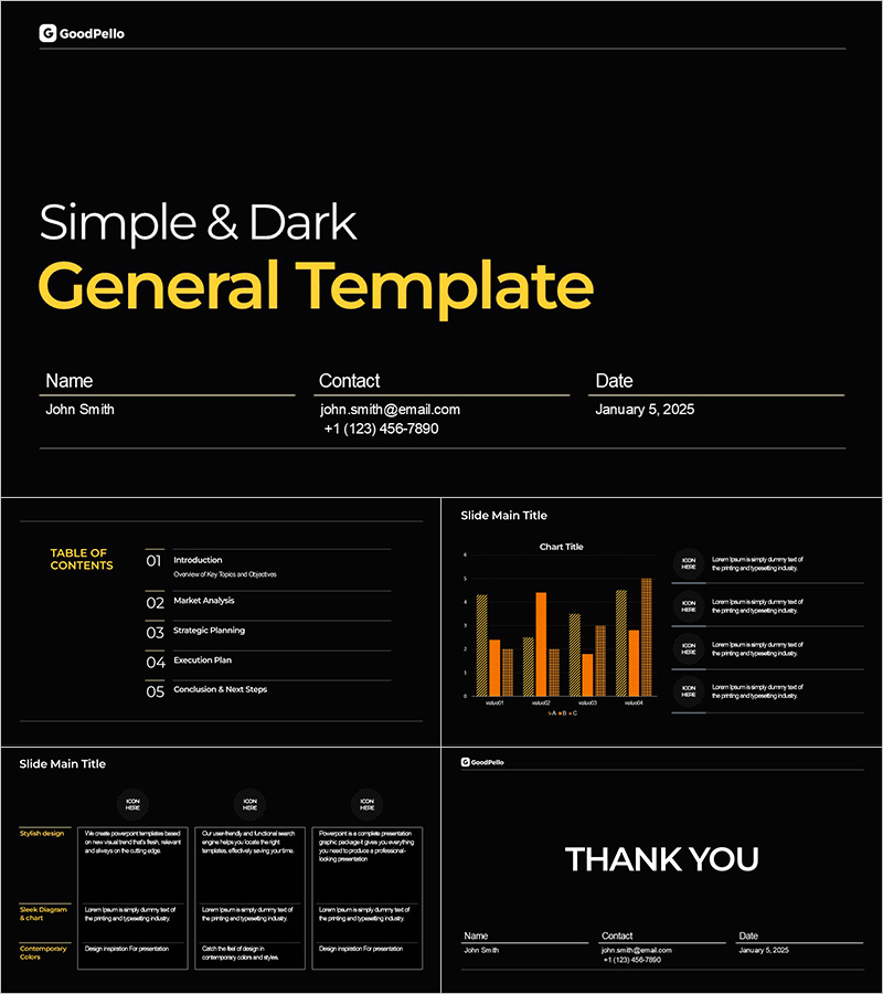 세련된 무료 심플 & 다크 템플릿