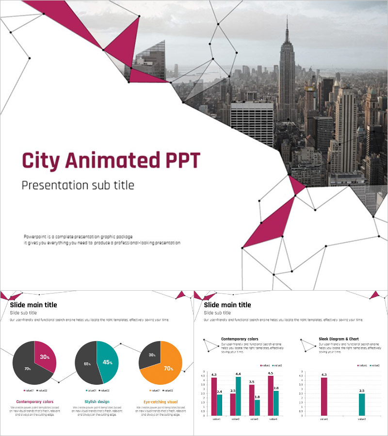 도시 네트워크 애니메이션 PPT 템플릿 – 동적 효과로 시선을 사로잡는 디자인