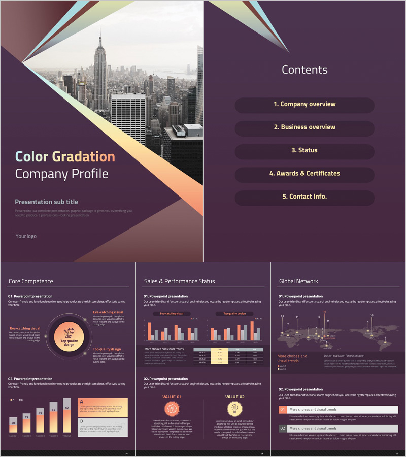 Color Gradation Company Profile Vertical Template – Elegant Design and Practical Use