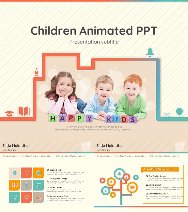 키즈 블럭 애니메이션 파워포인트 템플릿 – 아이들을 위한 즐거운 프레젠테이션