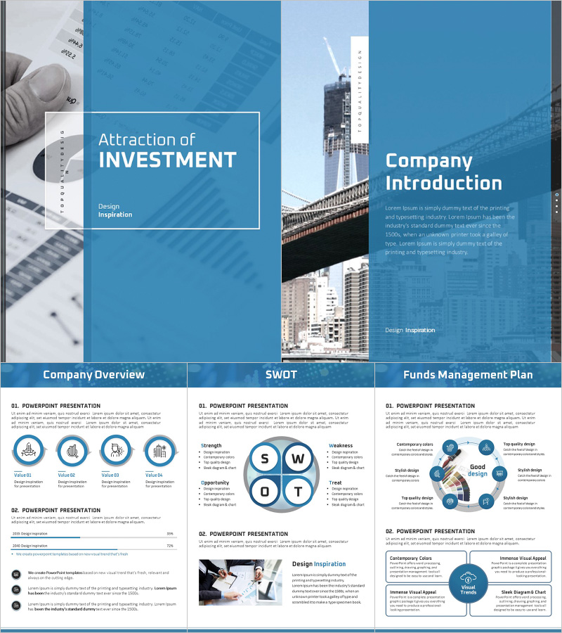 투자유치 프레젠테이션 세로형 템플릿 – 현대적 디자인과 실용성