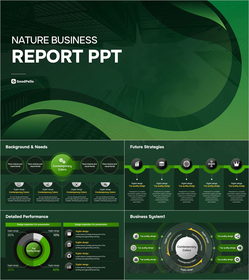 Wave Environmental Business Report PPT Template – Stylish Green Design