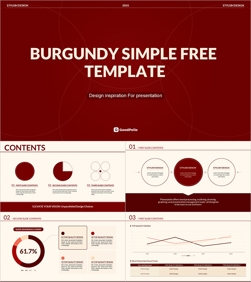 Burgundy Simple Free Template