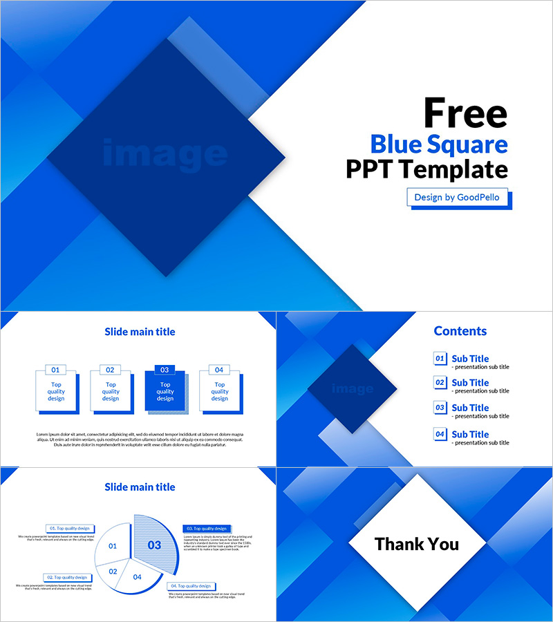 Premium Free Blue Square PowerPoint Template