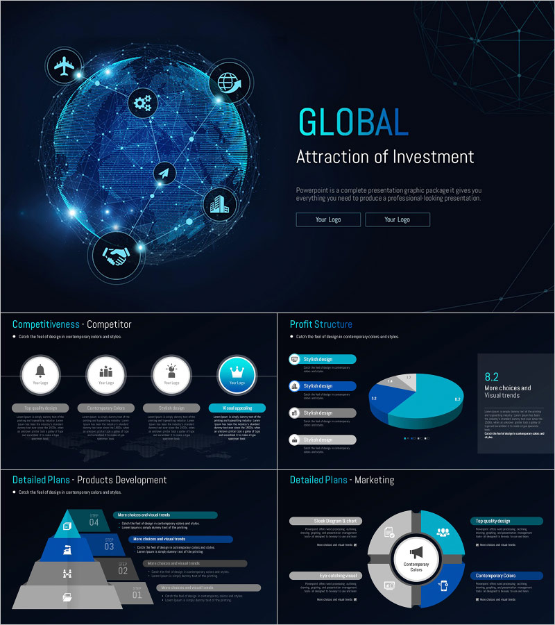글로벌 투자유치 PPT 템플릿 – 세련된 디자인과 논리적 구성