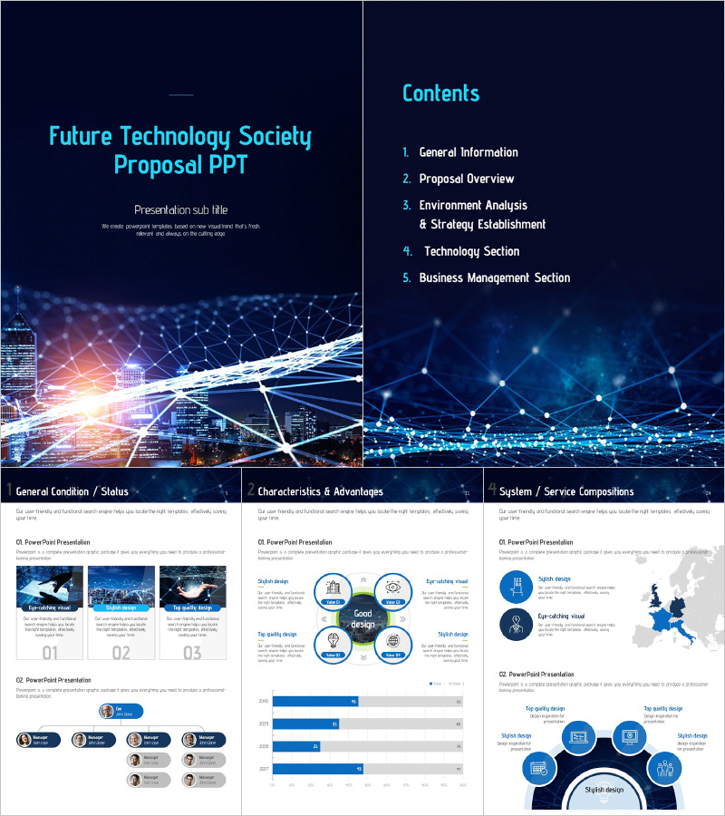 Vertical Future Technology Society Proposal PPT Template