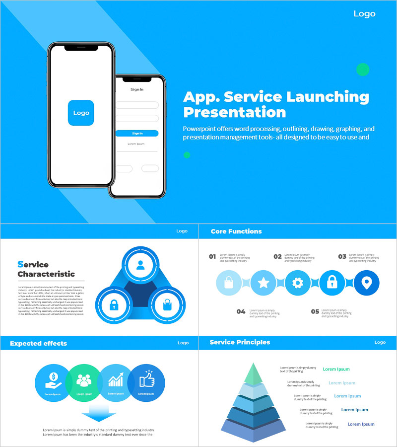 App Service Launching PowerPoint Template – Sleek Design and Intuitive Layout