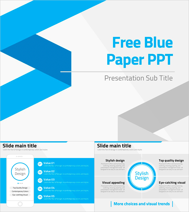 프리미엄 무료 블루 페이퍼 PPT 템플릿