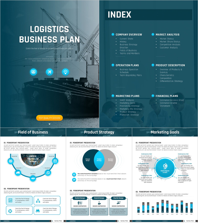 Logistics Business Plan Vertical PPT Template – Optimized Modern Design