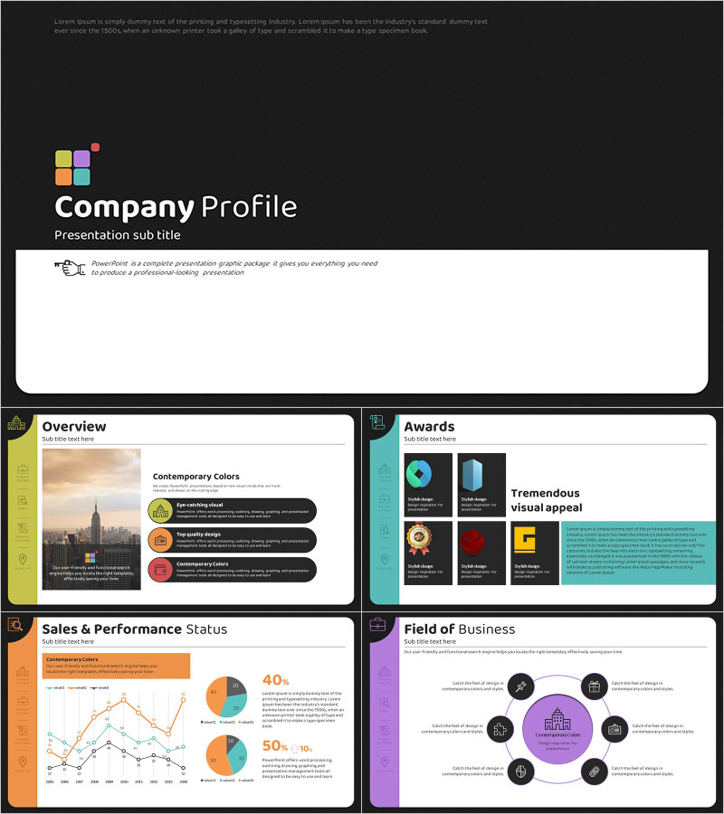 회사 소개서 PPT 템플릿 – 컬러 테마를 활용한 전략적 프레젠테이션