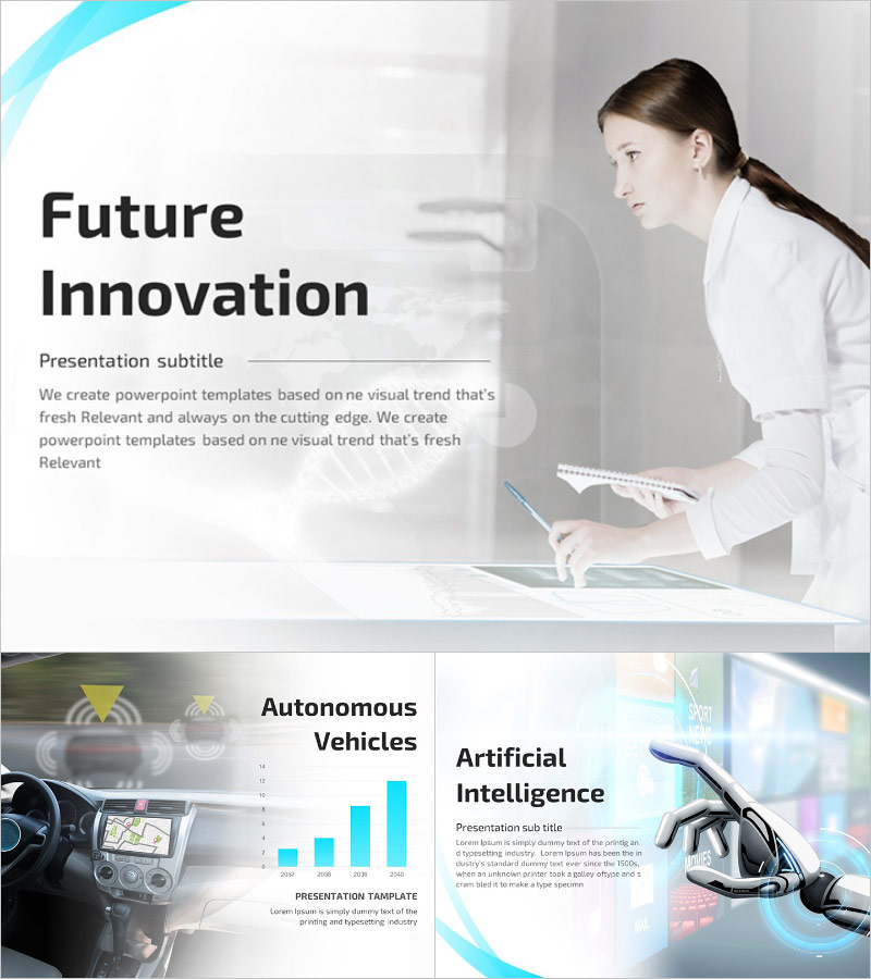 미래 혁신의 PPT 템플릿 – 차세대 기술을 강조하는 감성 디자인
