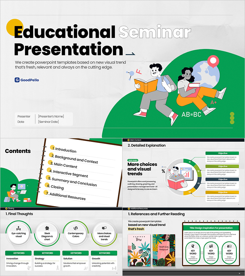 Academic Improvement Online Class PPT Template – Stylish Illustration Design