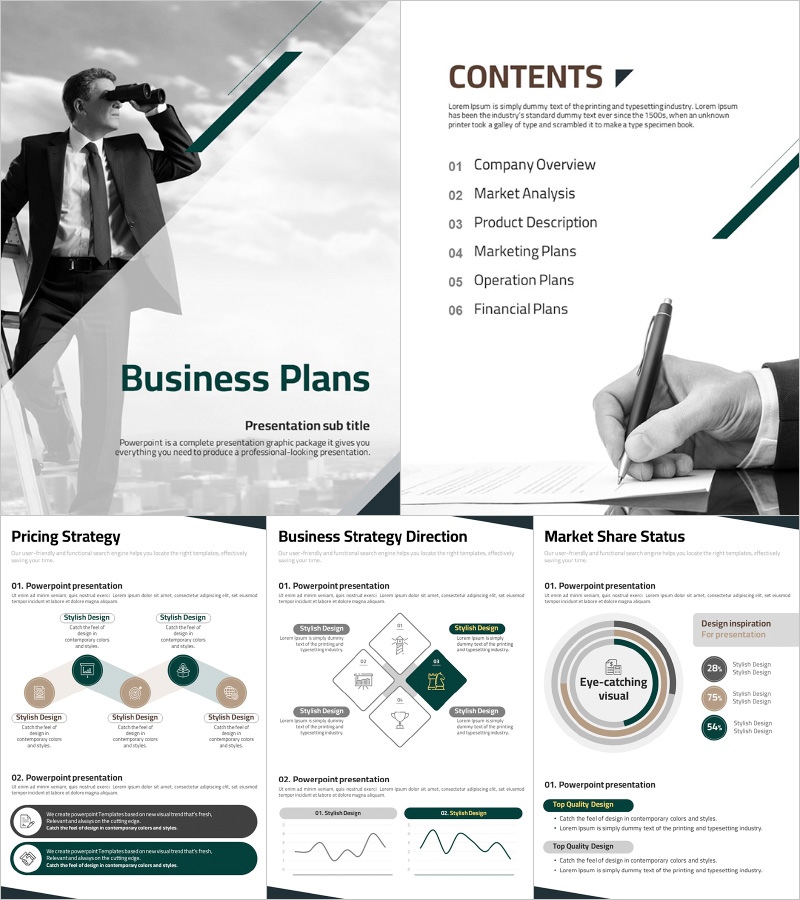 전망 사업계획서 세로형 PPT 템플릿 – 독창적이고 실용적인 디자인