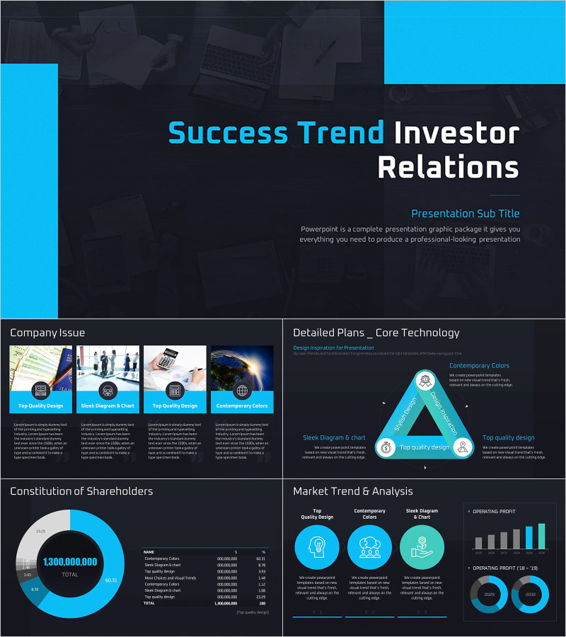 Success Trend Investor Relations Template – Sleek Design for Enhanced Credibility