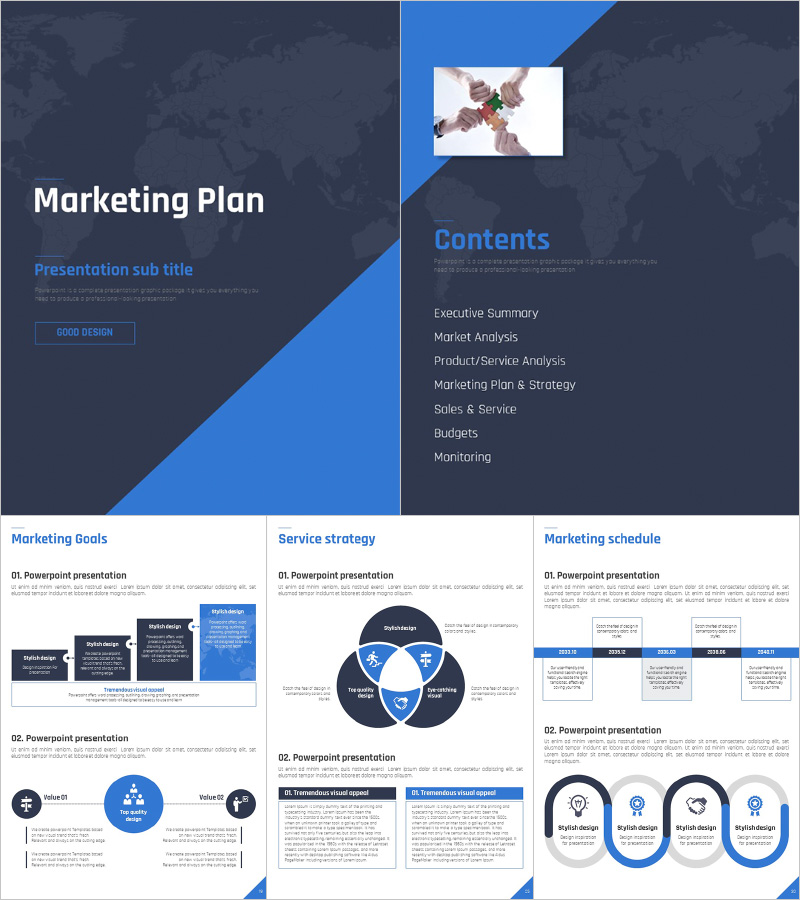 블루 표준 마케팅 기획서 세로형 템플릿 – 세련되고 전문적인 디자인