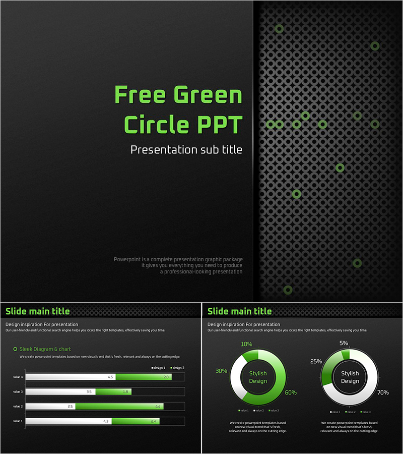 세련된 초록색 원형 무료 PPT 템플릿