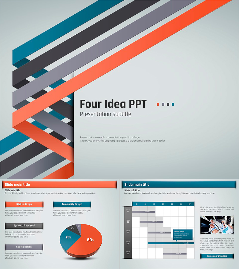 네가지 아이디어 애니메이션 프레젠테이션 템플릿 – 동적 효과로 시선을 사로잡는 디자인