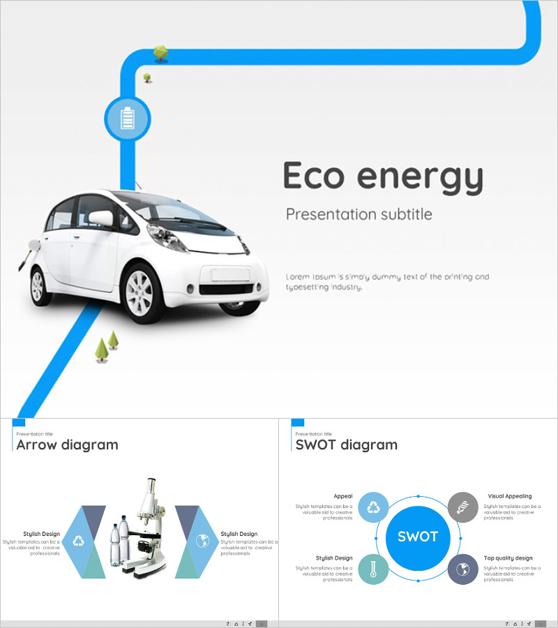 그린 에너지 자동차 애니메이션 PPT – 친환경 메시지를 강조하는 동적 슬라이드