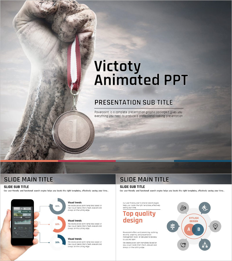 승리 애니메이션 PPT 템플릿 – 동적 효과로 성과 전달