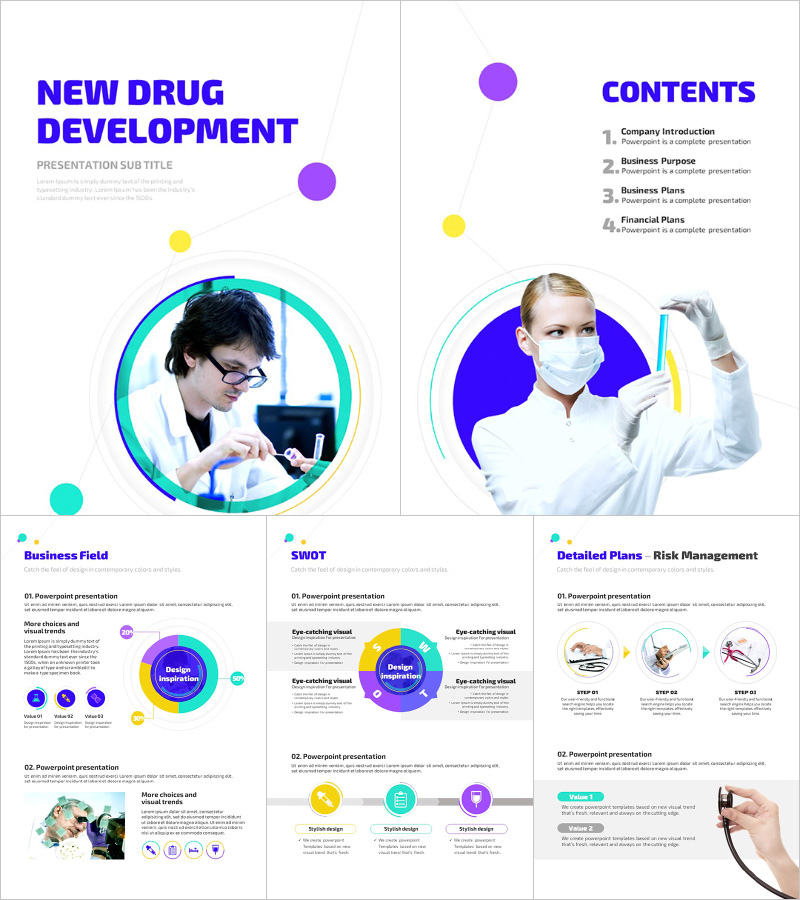 신약개발 투자유치 세로형 템플릿 – 현대적 디자인 및 직관적 흐름