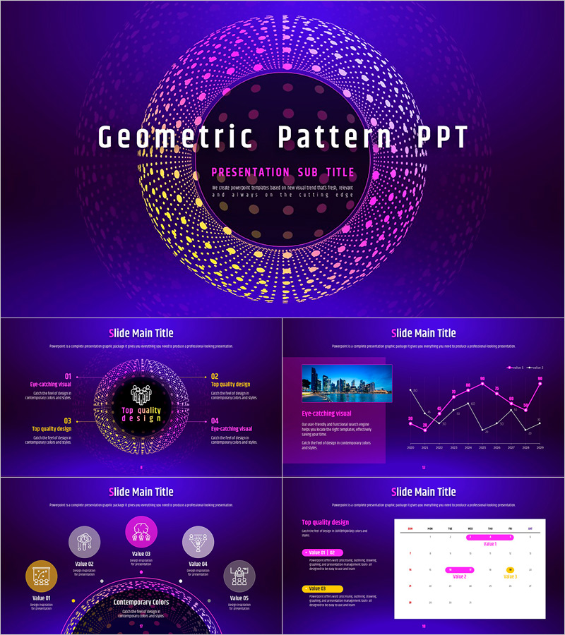 기하학 패턴 애니메이션 피피티 – 동적 효과로 매력적인 디자인