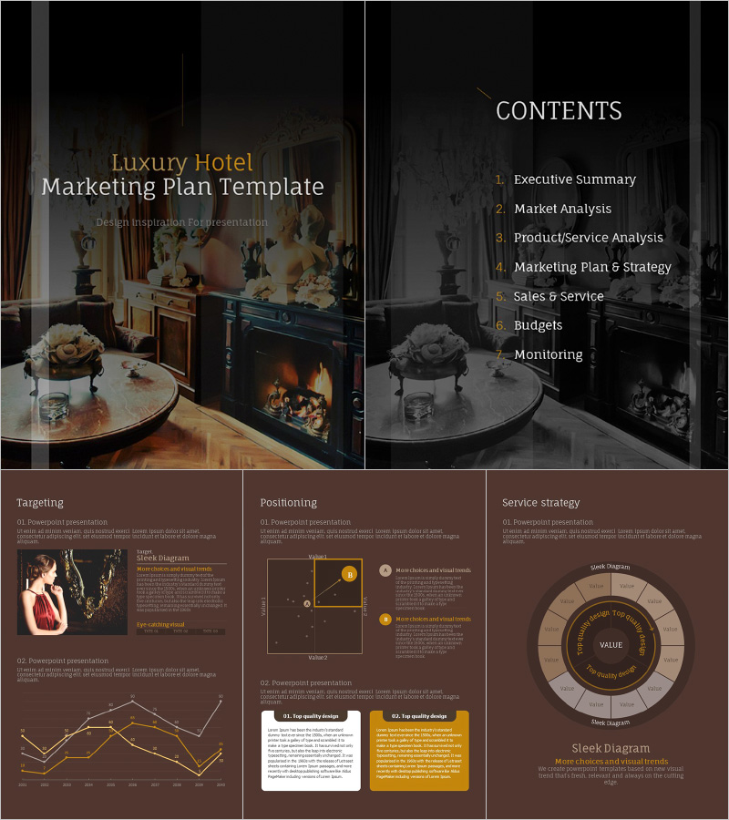고급 호텔 세로형 마케팅 기획서 PPT 템플릿