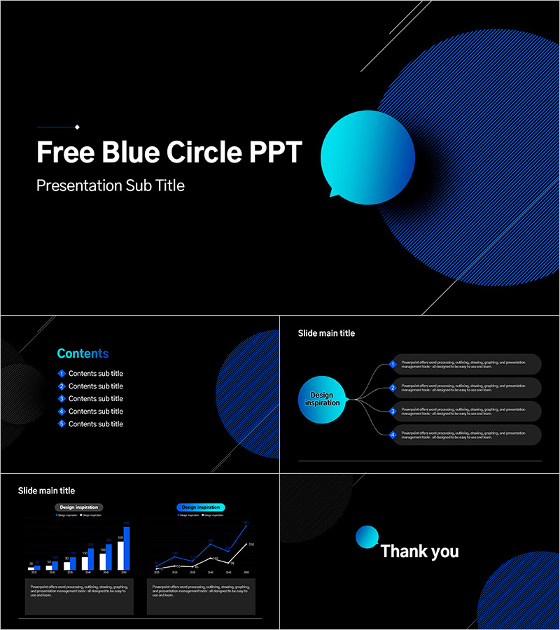 Useful Free Blue Circle PowerPoint Template