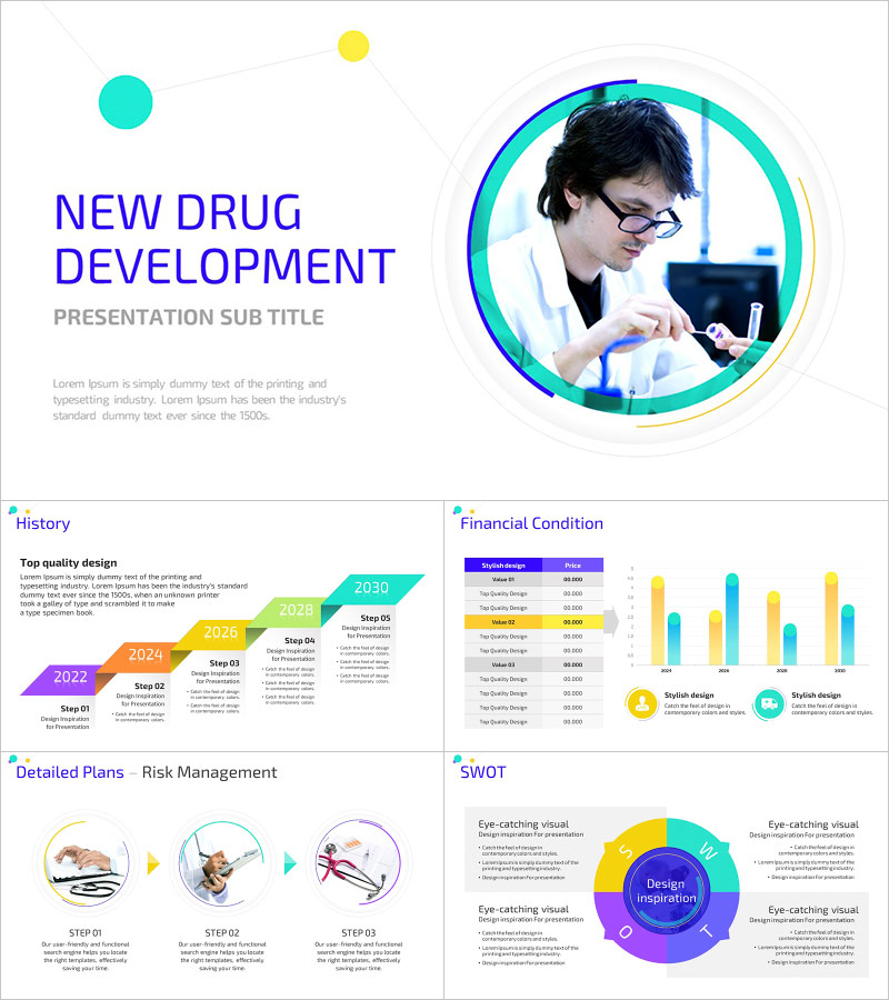 New Drug Development PPT Template – Vibrant Modern Design for IR