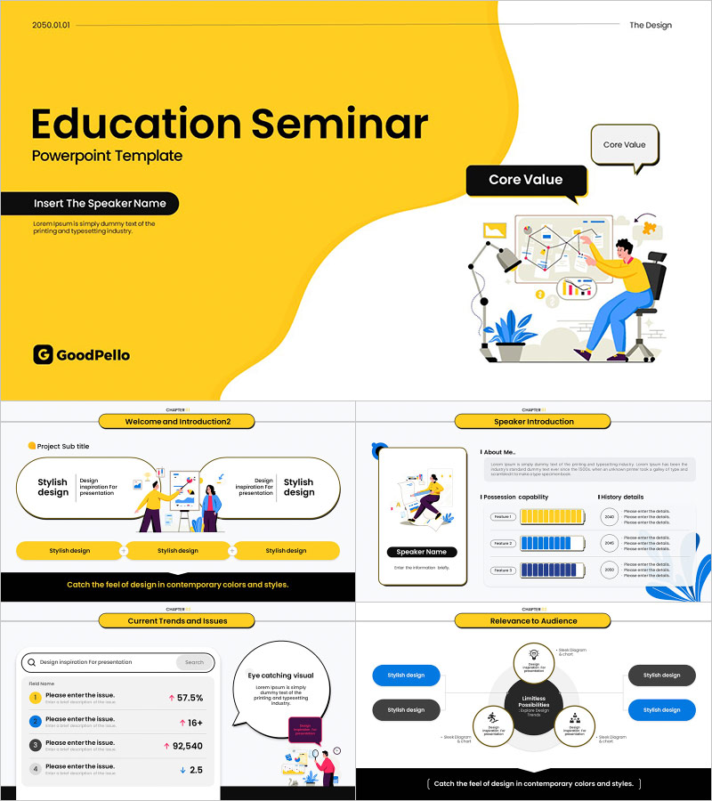 교육 세미나 발표 일러스트 템플릿 – 밝고 트렌디한 디자인