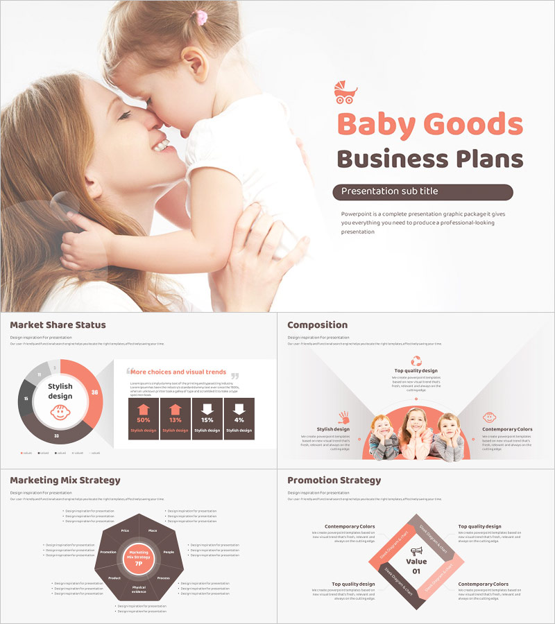 영유아 용품 사업계획서 PPT 템플릿 – 심플한 디자인과 효과적인 전달력
