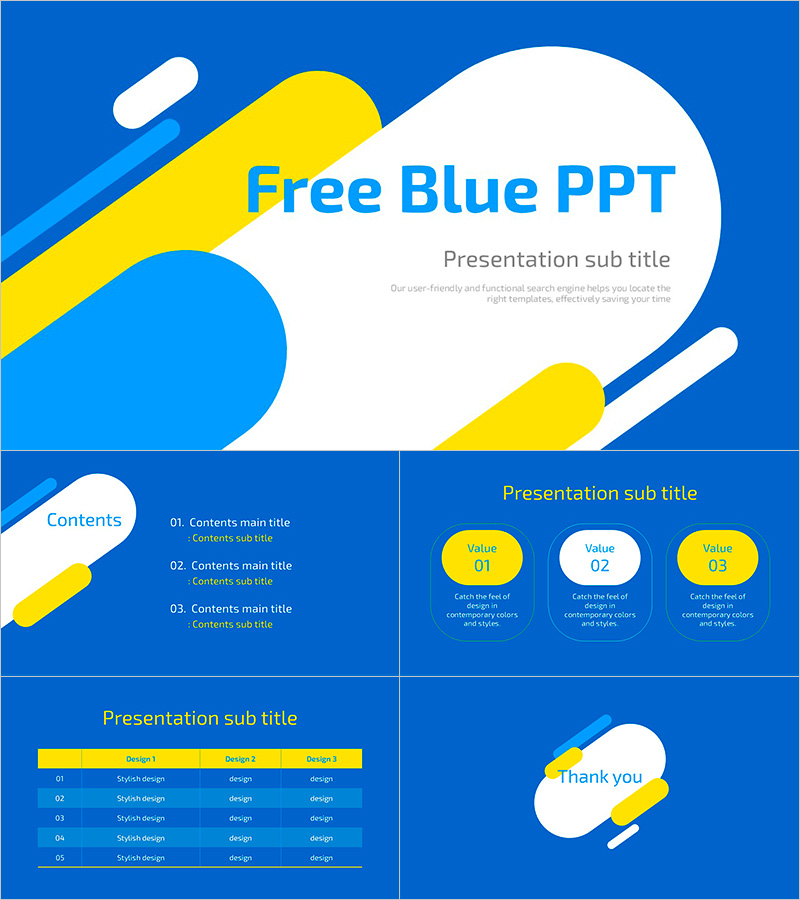 세련된 디자인의 블루 무료 피피티