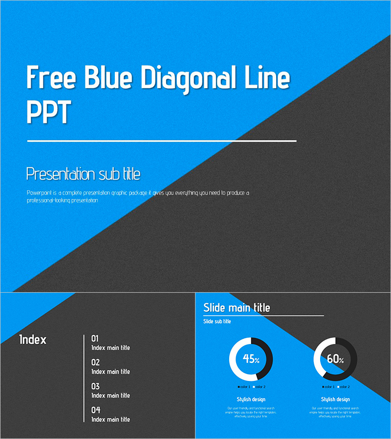 스타일리시한 블루 사선 무료 프레젠테이션