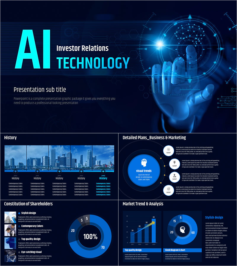 AI Technology IR Presentation Template – Modern Design and Effective Data Visualization