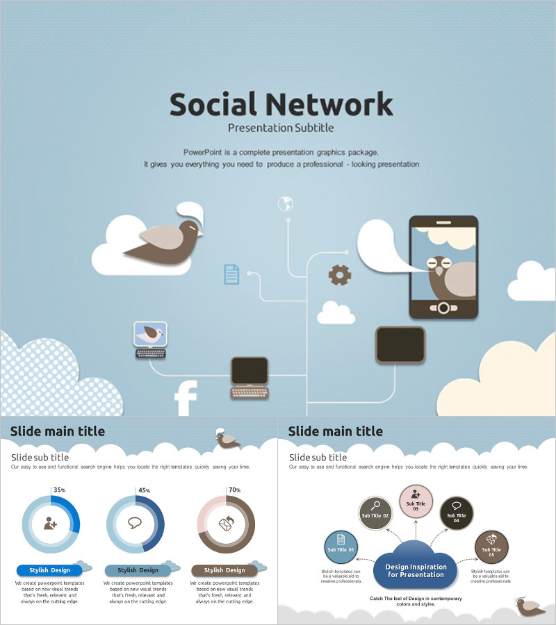 소셜 네트워크 애니메이션 PPT 템플릿 – 동적 효과로 소통하는 디자인