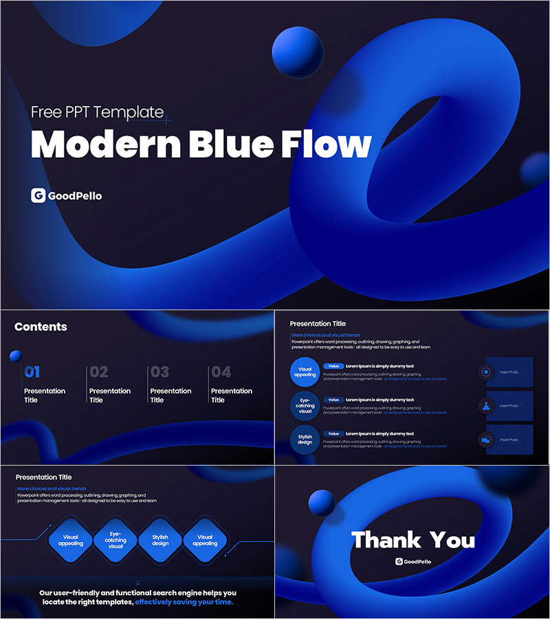 고급스러운 현대 블루 흐름 무료 템플릿