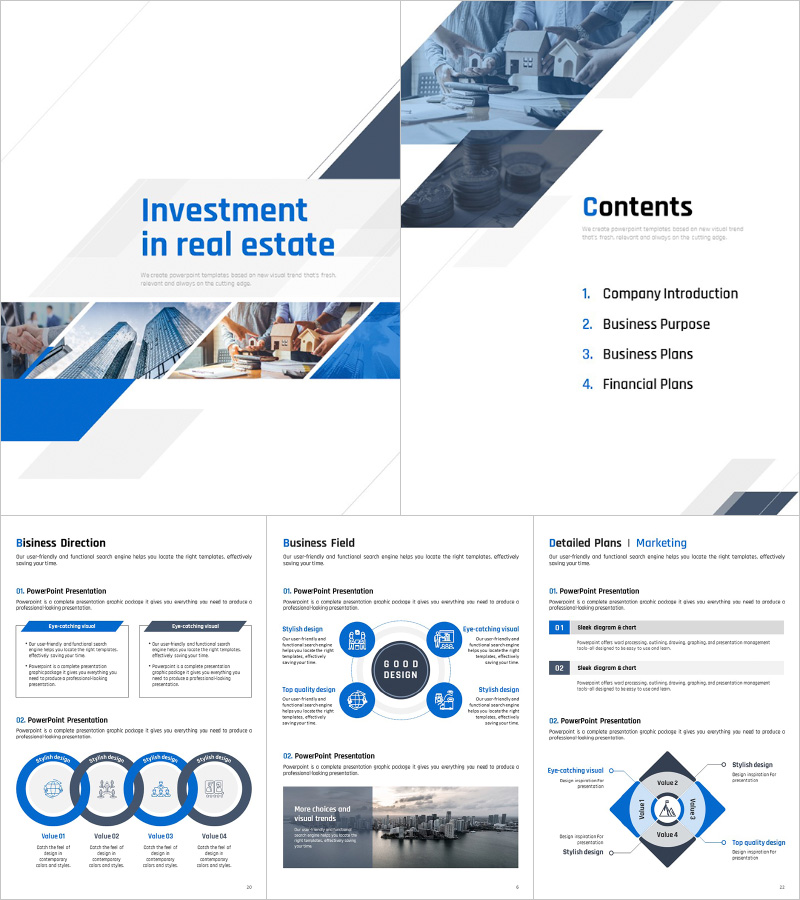 부동산 투자유치 세로형 PPT 템플릿 - 전문적인 비즈니스 디자인